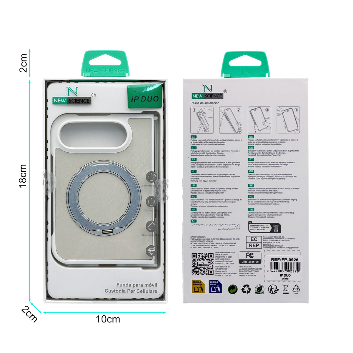 iPhone Duo Carcasa MagSafe de Piel con Anillo de Soporte Giratorio 360°