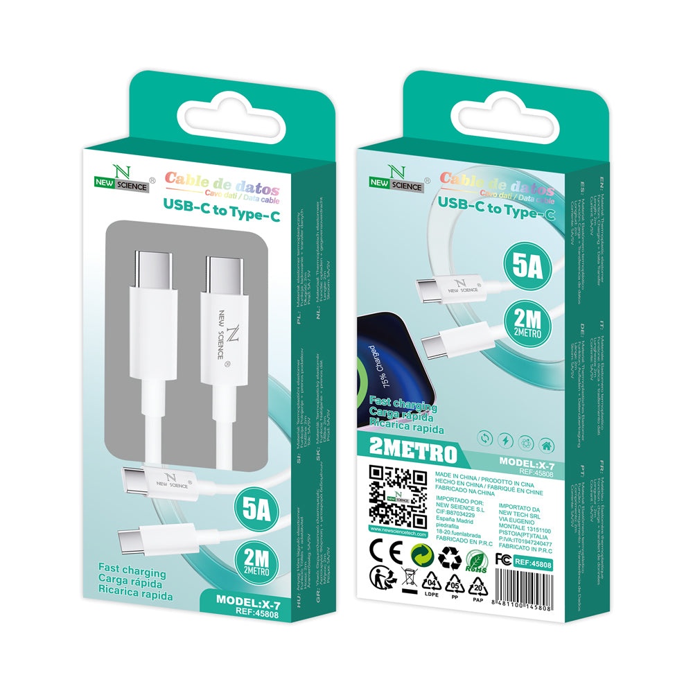 Cable PD USB-C a Type C 5A X-7
