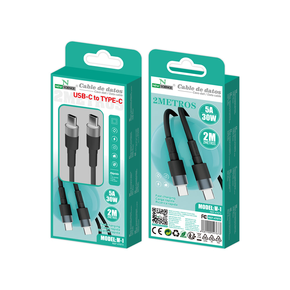 Cable PD USB-C a Type-C 5A/30W 2M W-1