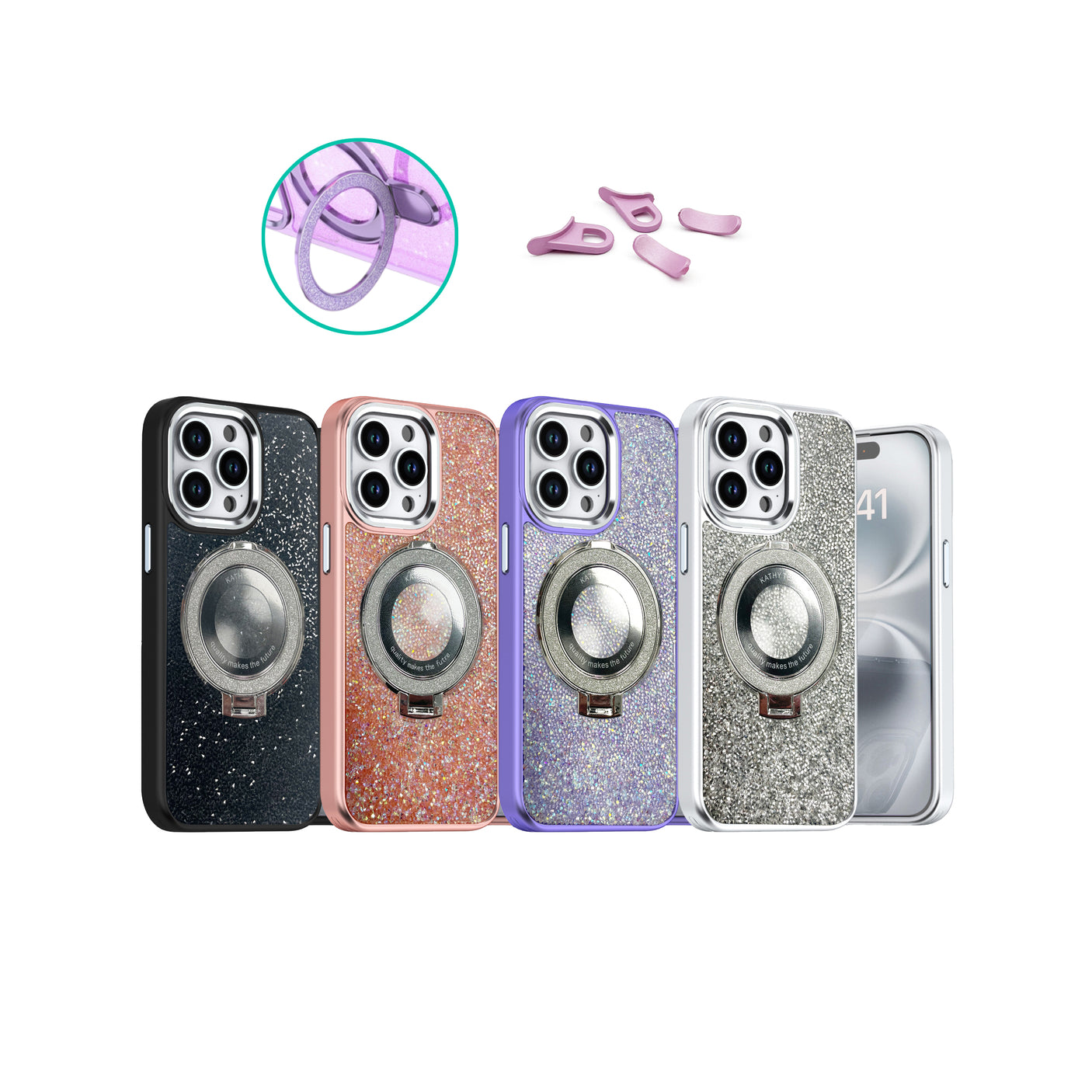 Redmi 14C Glitter Case with Magsafe Ring Holder