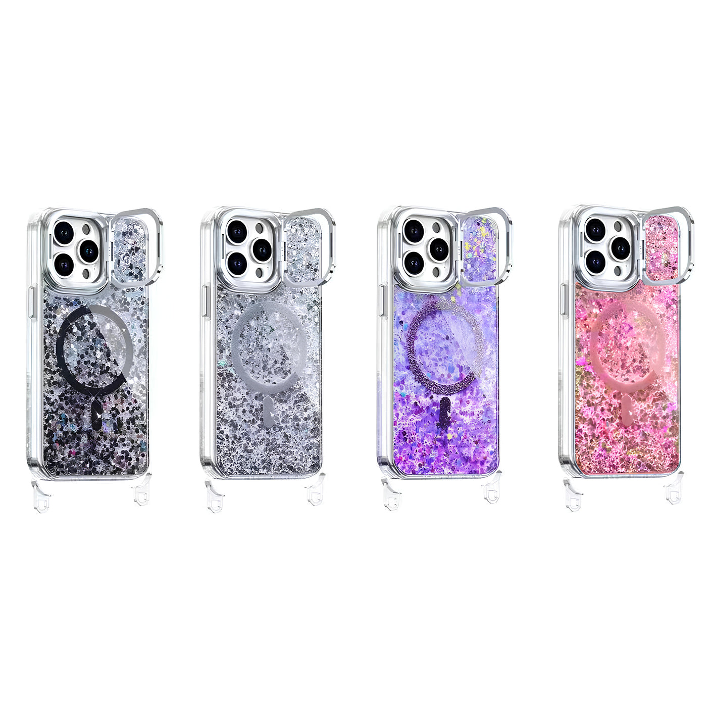 iPhone 16 Carcasa Purpurina con Magsafe y Soporte
