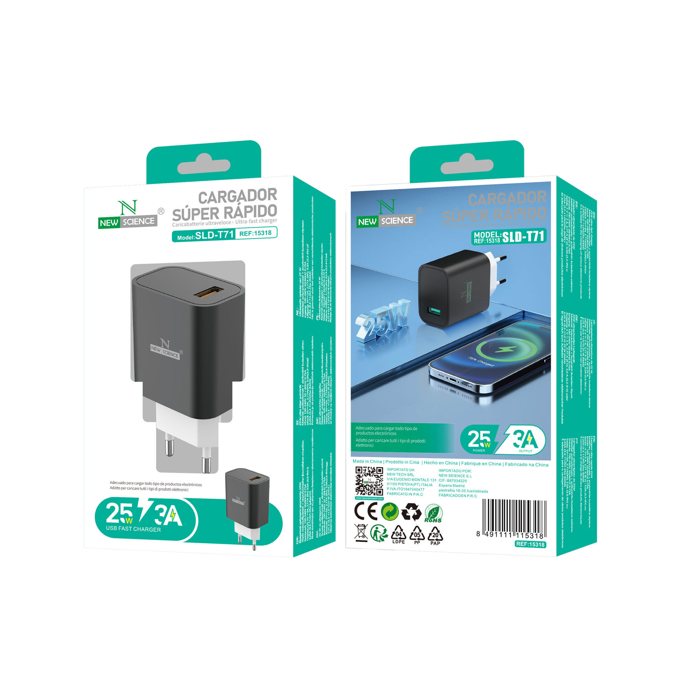 Enchufe USB 3A/25W SLD-T71