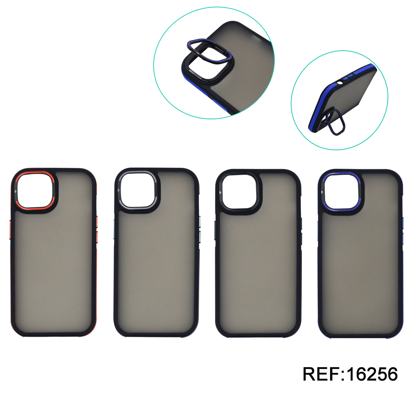 Capa fosca ultrarreforçada para iPhone 15 com suporte dobrável