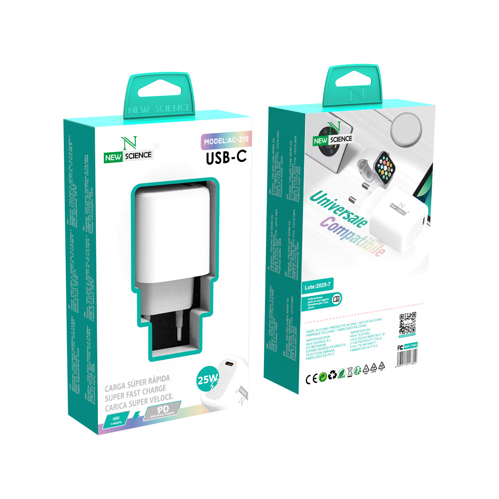 Enchufe PD USB-C 25W Modelo: AC-219