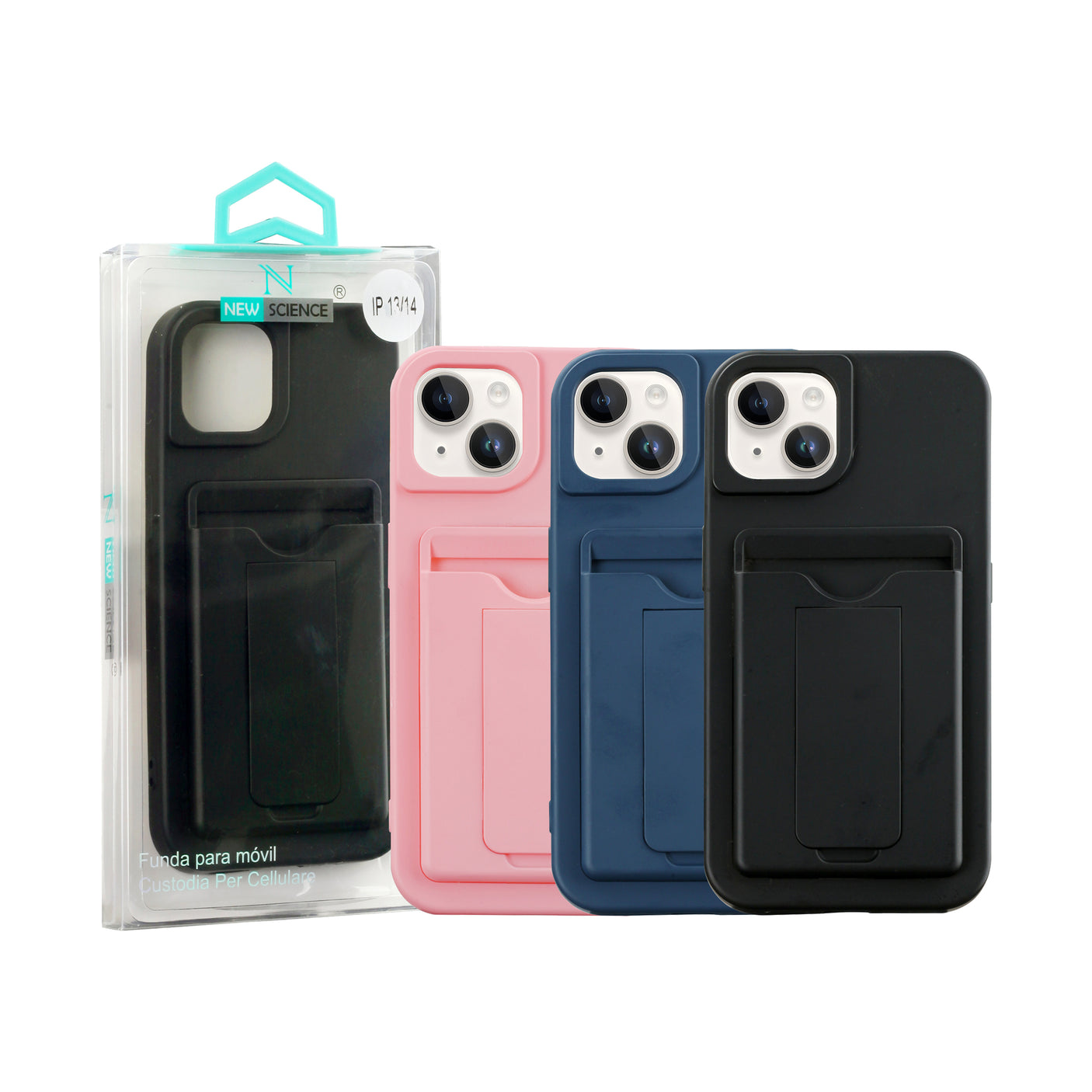 iPhone 14 Pro Max Funda Suave al Tacto con Porta Tarjetas y Soporte Integrado