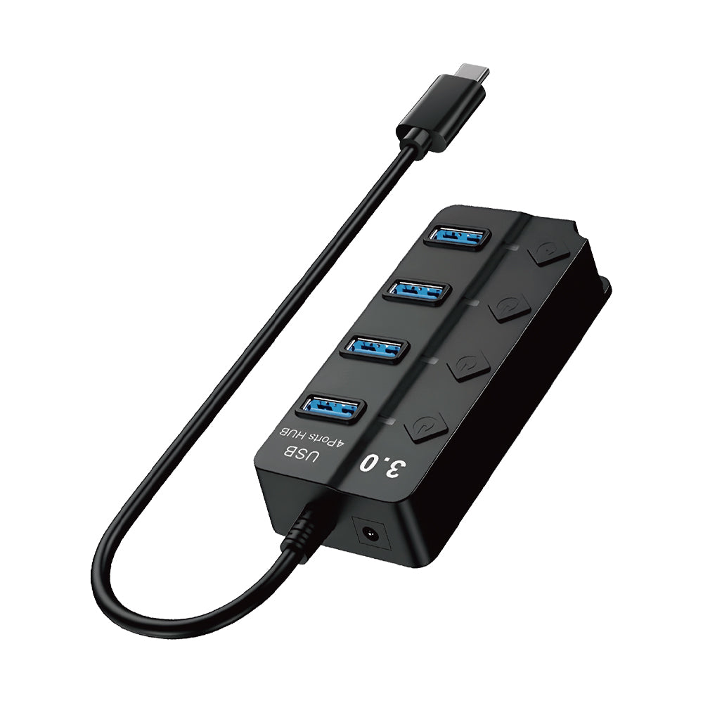 Adaptador HUB 4EN1 Type C a USB con interruptores individuales 3.0 HU-02