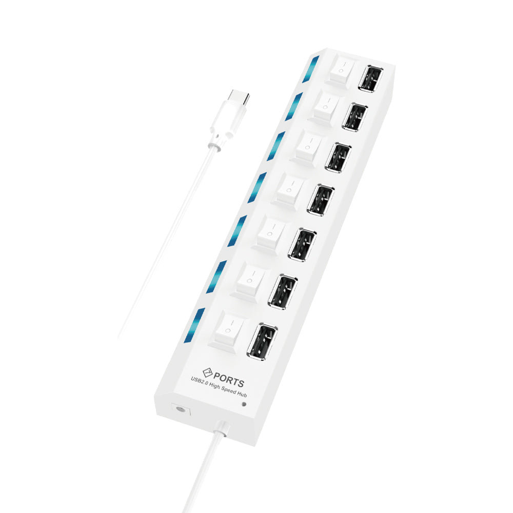 Adaptador HUB 7EN1 Type C A USB 2.0 Con Interruptor HU-06