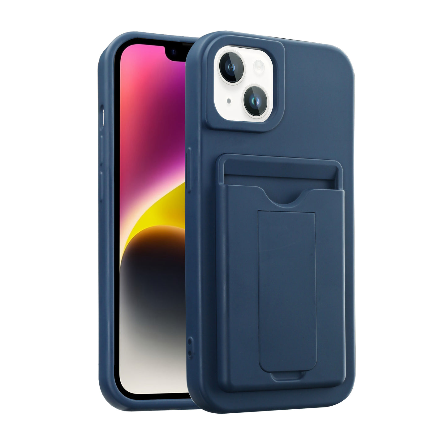 iPhone 14 Pro Max Funda Suave al Tacto con Porta Tarjetas y Soporte Integrado