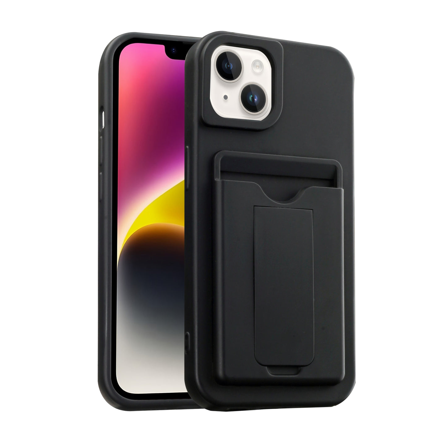 iPhone 14 Pro Max Funda Suave al Tacto con Porta Tarjetas y Soporte Integrado