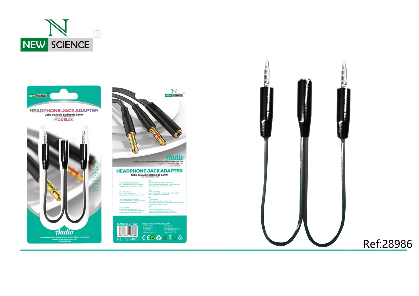 Cable Audio 3.5mm a Doble Jack Macho D1