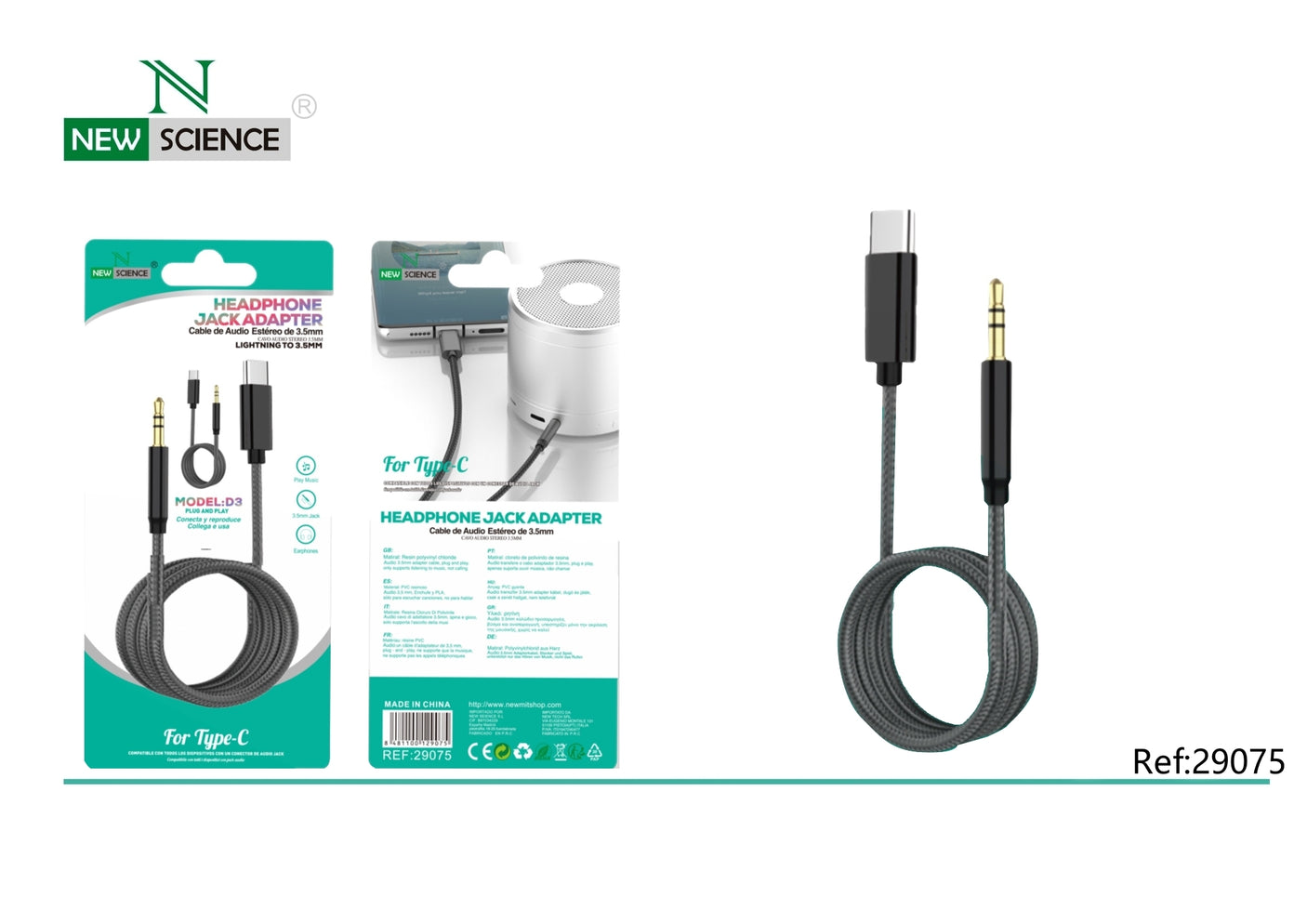 Cable Audio Type C a Jack 3.5mm Modelo D3