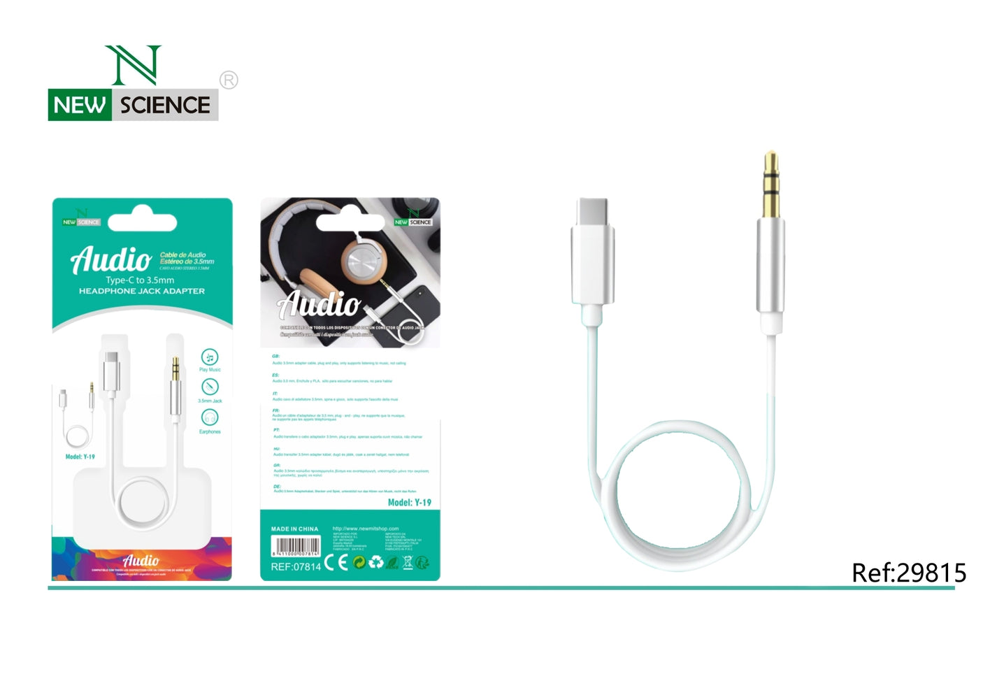 Cable Audio Type C a Jack 3.5mm Y-19