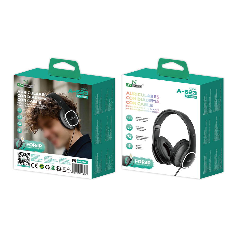 Cascos Diadema A-623 con Cable Lightning