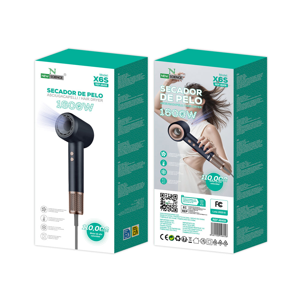 Secador de Pelo Iónico X6S con Pantalla Digital 1600W