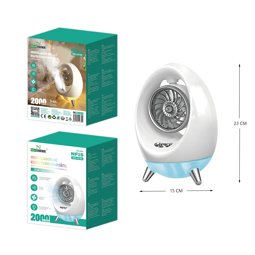 Ventilador de Escritorio Portátil con Tanque de Agua, 2000Mah Modelo NF15