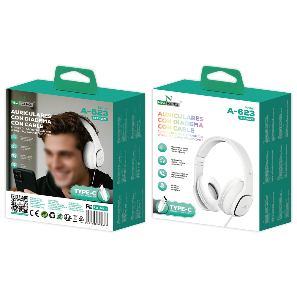 Cascos Diadema A-623 con Cable Type C