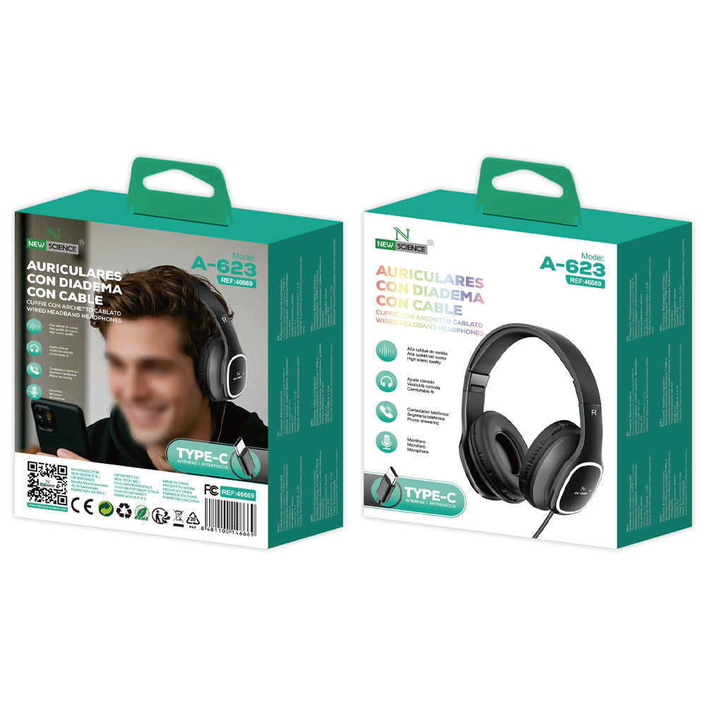 Cascos Diadema A-623 con Cable Type C