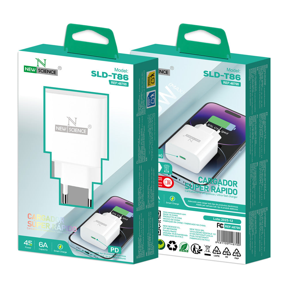 Enchufe Adaptador PD USB-C 45W SLD-T86