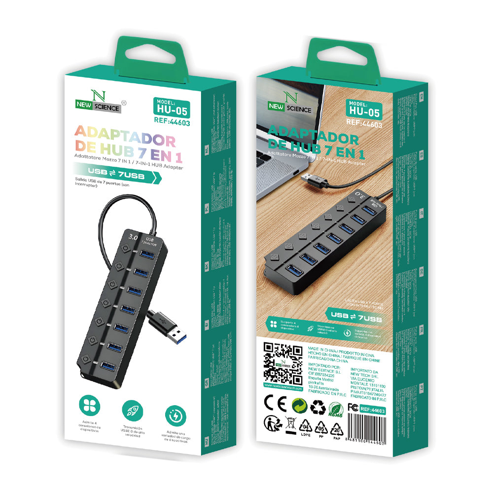 Adaptador HUB 7EN1 USB a USB 2.0 HU-05