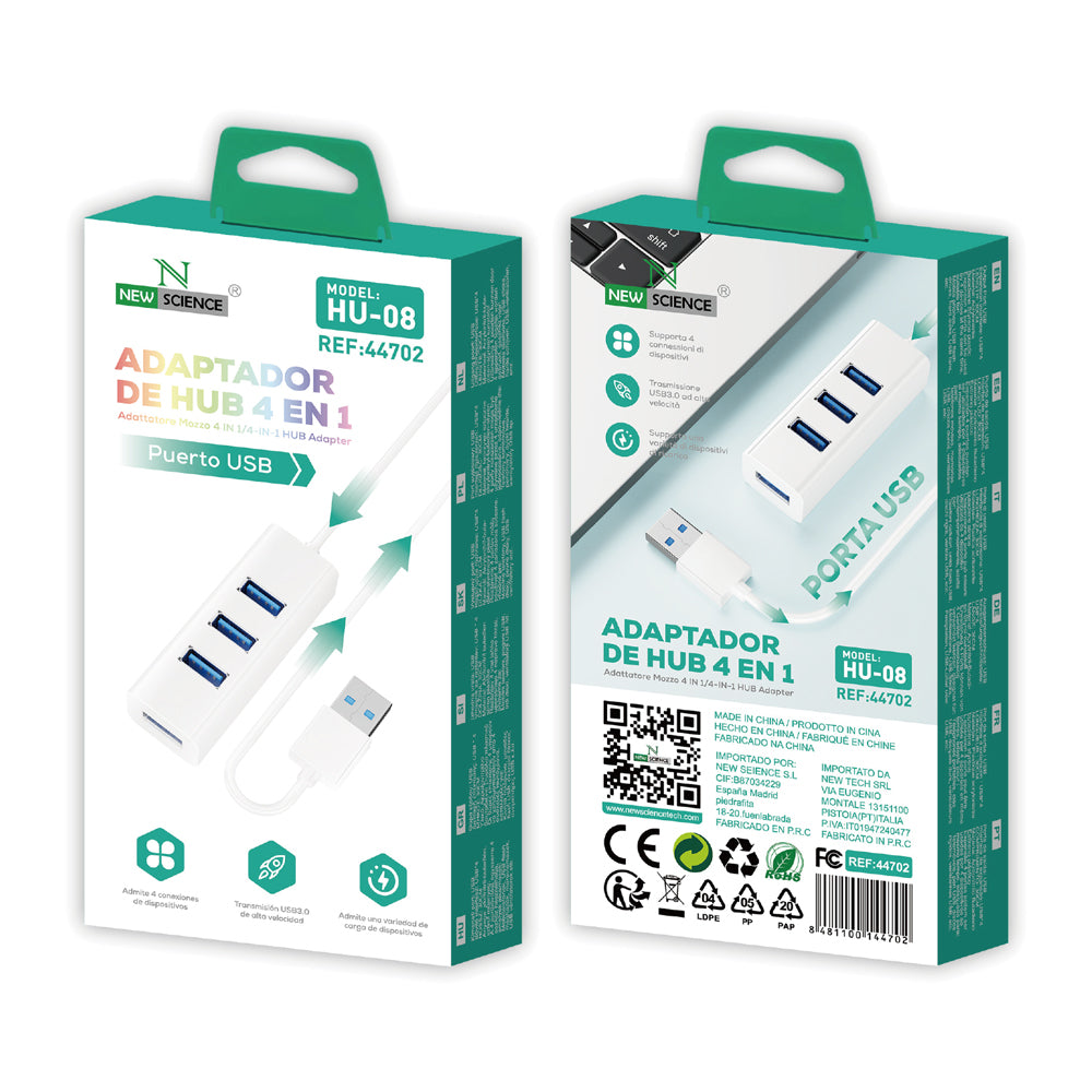 Adaptador HUB 4EN1 USB a USB 3.0 HU-08
