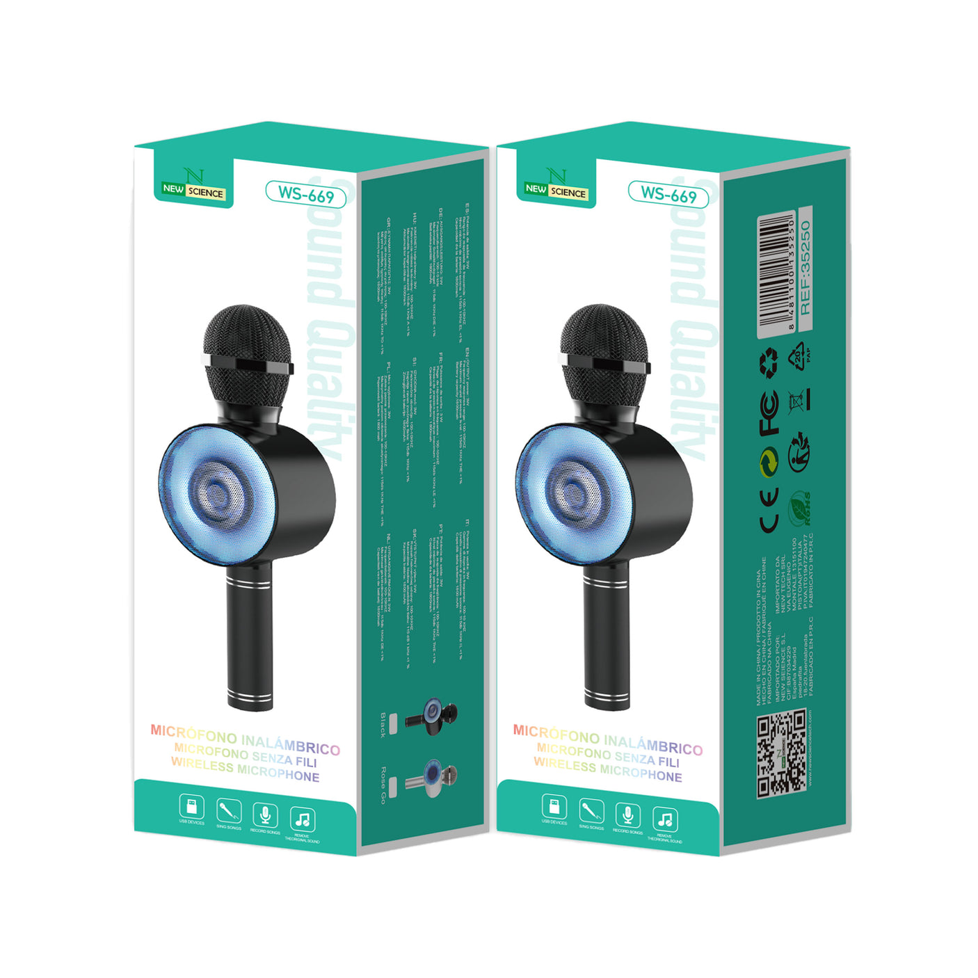 Microfone (preto) com altifalante Modelo WS-669
