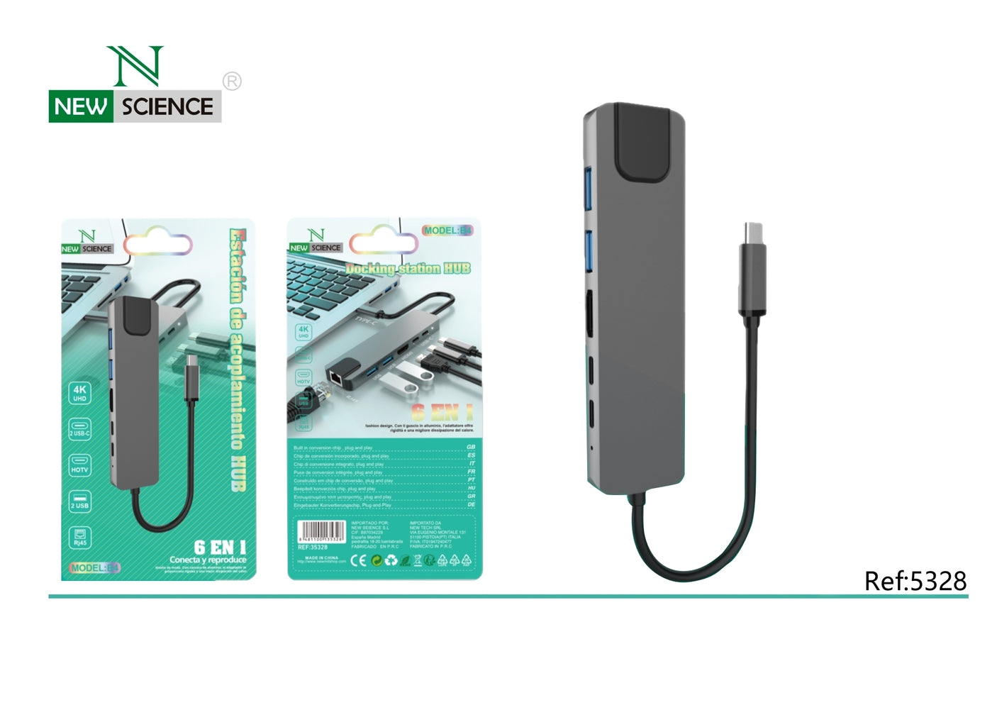 Port Replicator ( Type C A HDMI/USB/PD/RJ45) Modelo B4