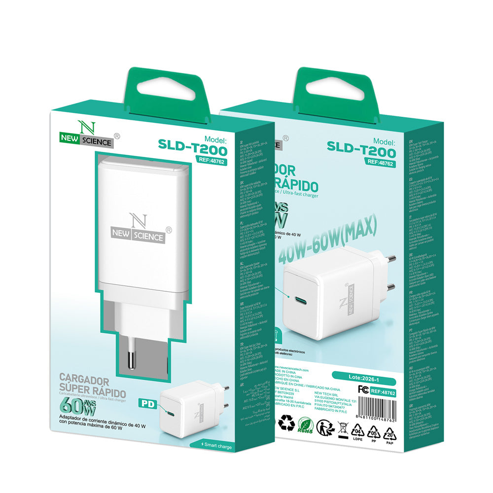 Enchufe Adaptador PD USB-C 60W AVS SLD-T200