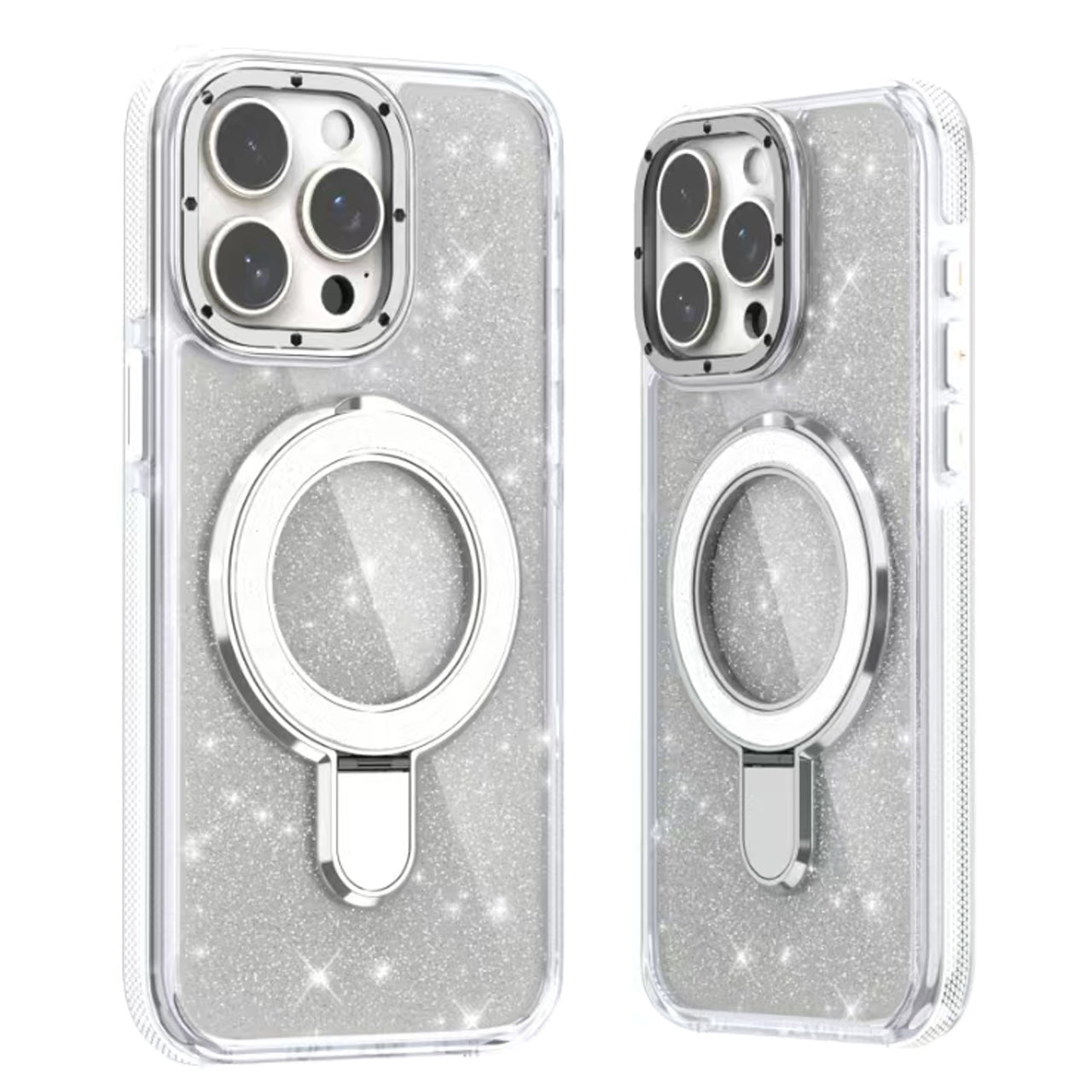 iPhone 17 Carcasa Magsafe Brillante con Soporte Plegable
