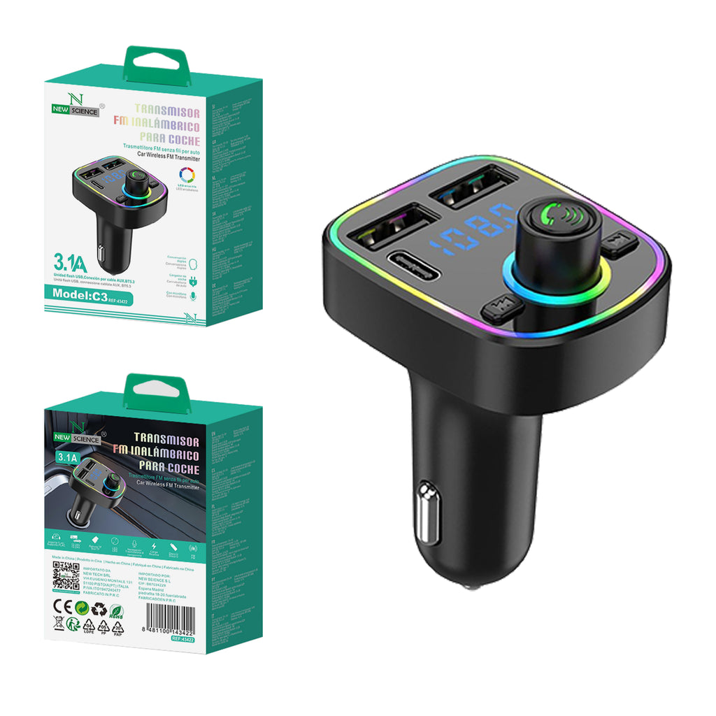 3.1A Transmisor FM Inalámbrico para Coche Modelo C3