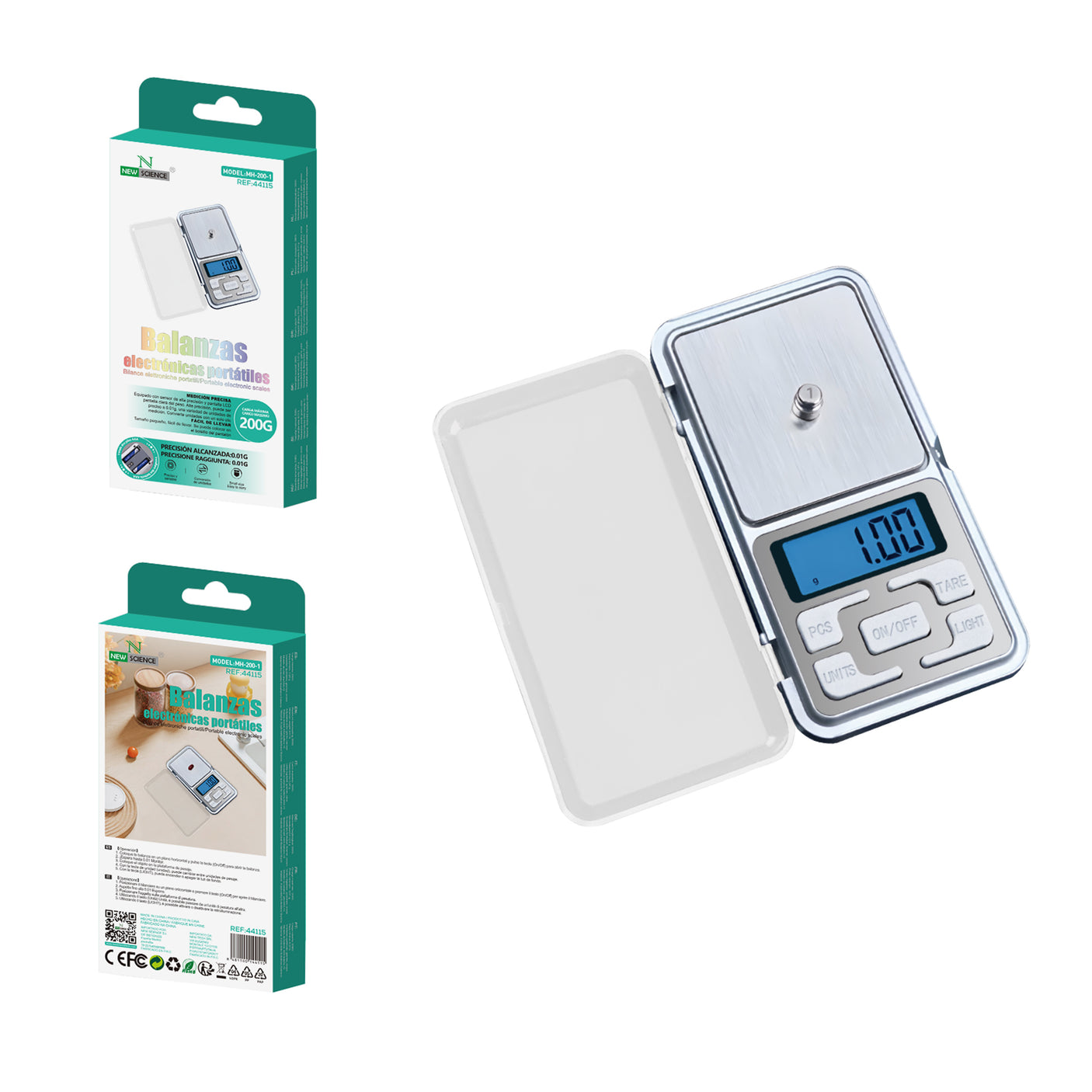 Báscula Electrónica Portátil Precisión ~0.01G MH-200-1