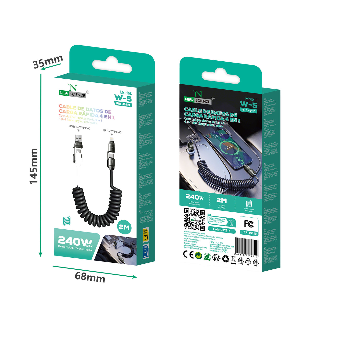4en1 Cable de Datos Multifuncion W-5