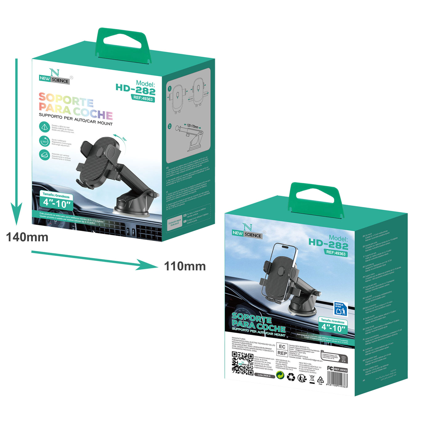 Soporte Coche con Ventosa HD-282