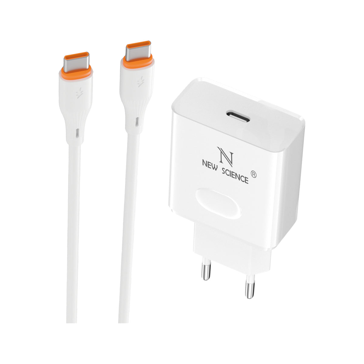 Cargador PD USB-C a Type C 45W 3A Modelo:AC-235 Blanco