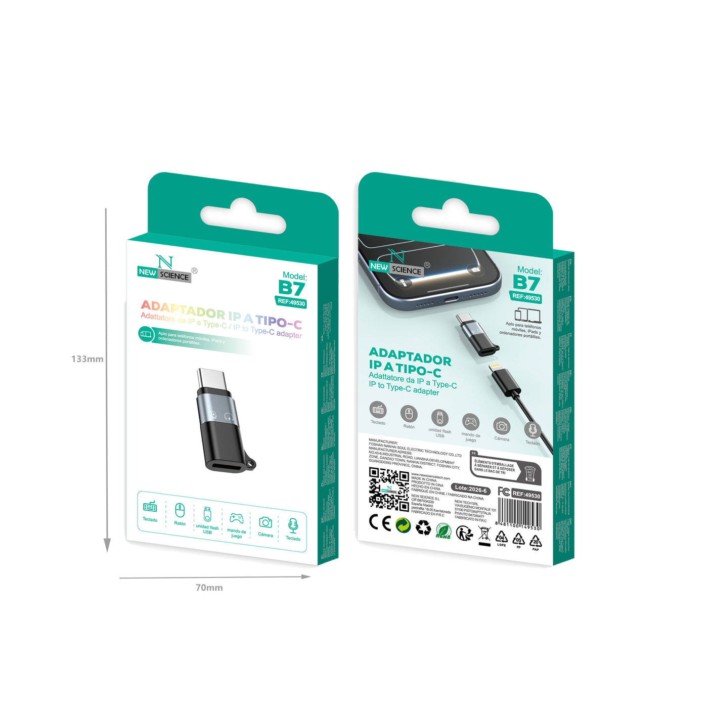 Adaptador iPhone a Tipo C Modelo B7