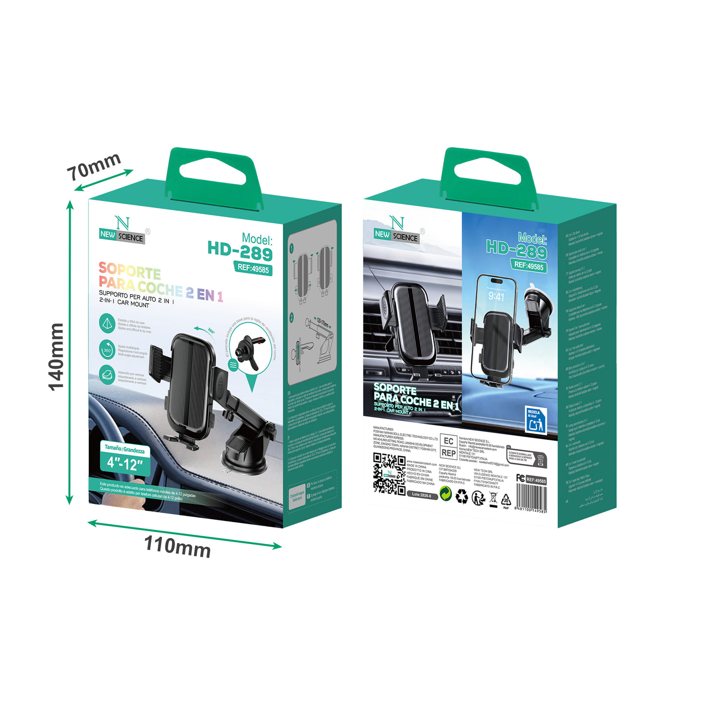 Soporte Coche con Ventosa HD-289