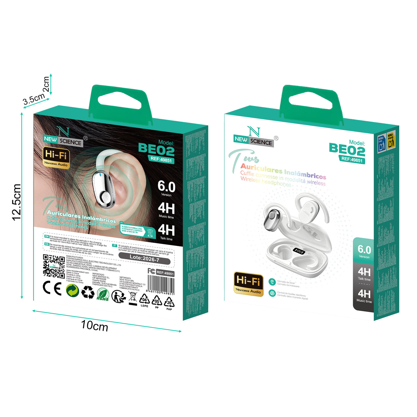 Auriculares Inalámbricos BE02 BLANCO