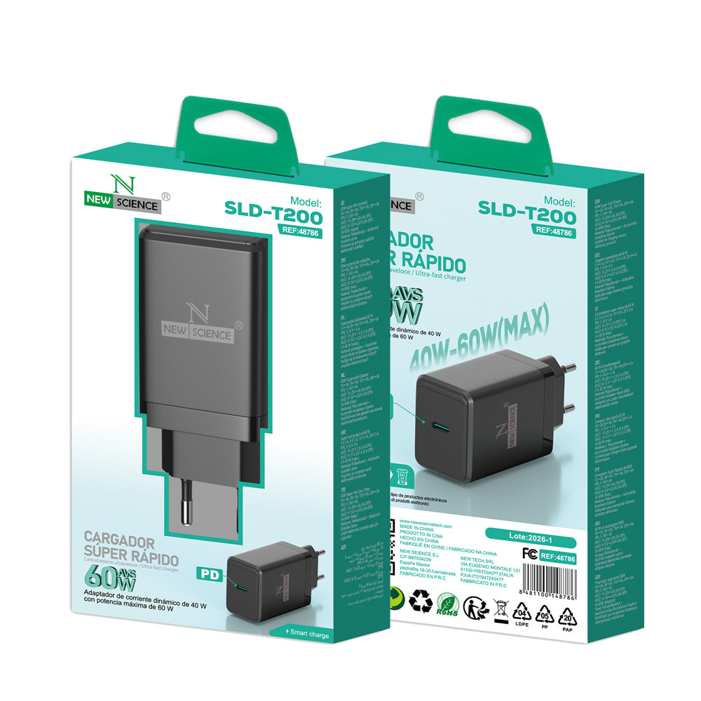 Enchufe Adaptador PD USB-C 60W AVS SLD-T200