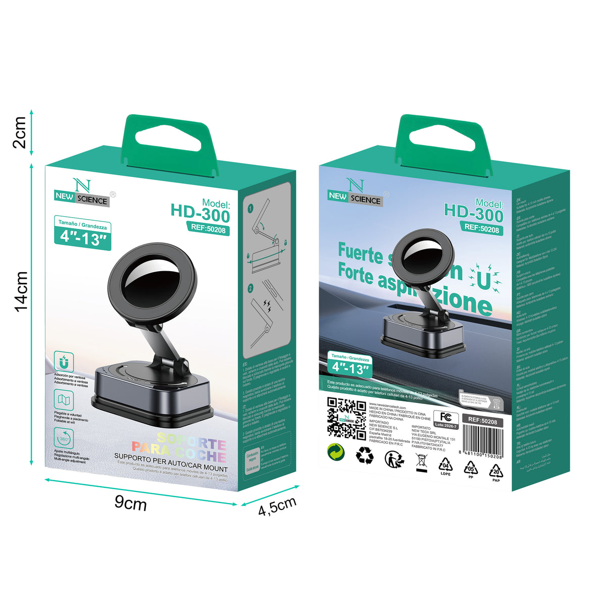 Soporte Coche Magnético con Ventosa HD-300