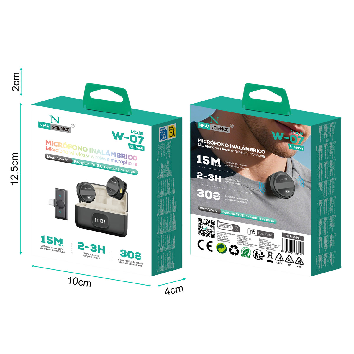 Micrófonos Inalámbricos(x2) con Reducción de Ruido W-07