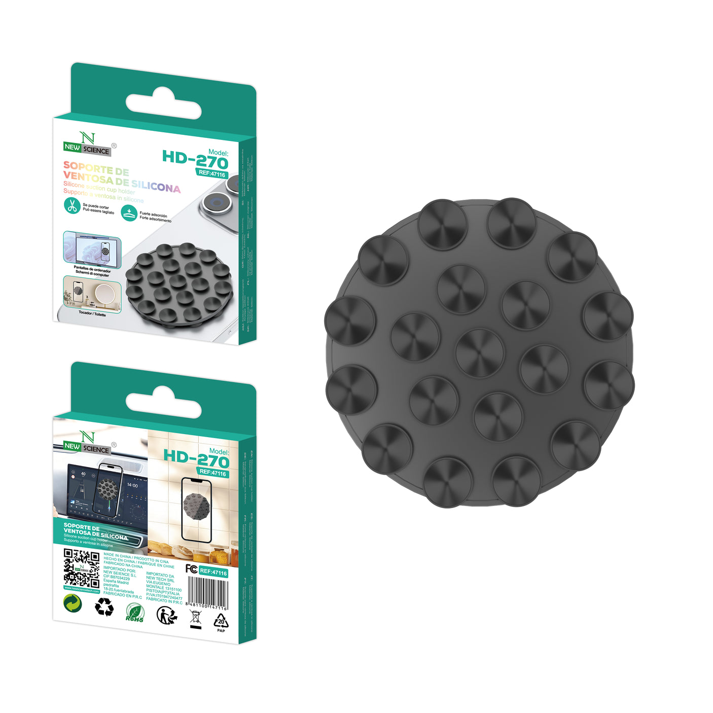 Soporte ventosa de silicona HD-270