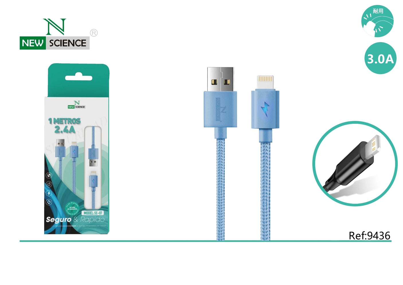 Cabo USB para iPhone 3.0A 1M SE-07