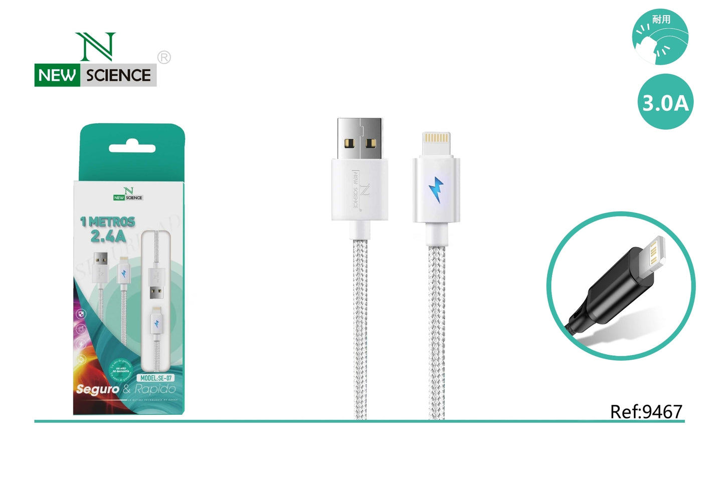 Cabo USB para iPhone 3.0A 1M SE-07