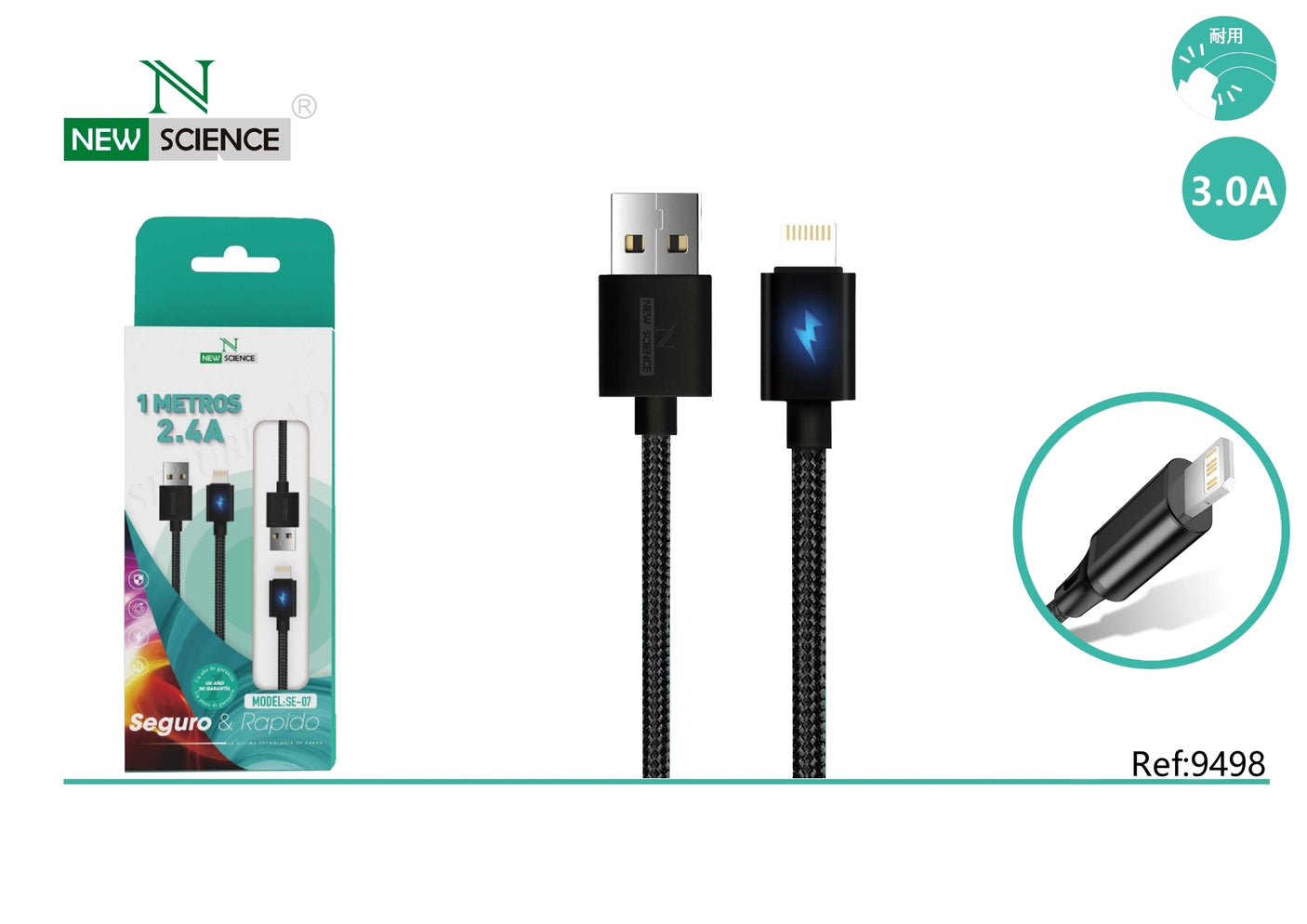 Cabo USB para iPhone 3.0A 1M SE-07