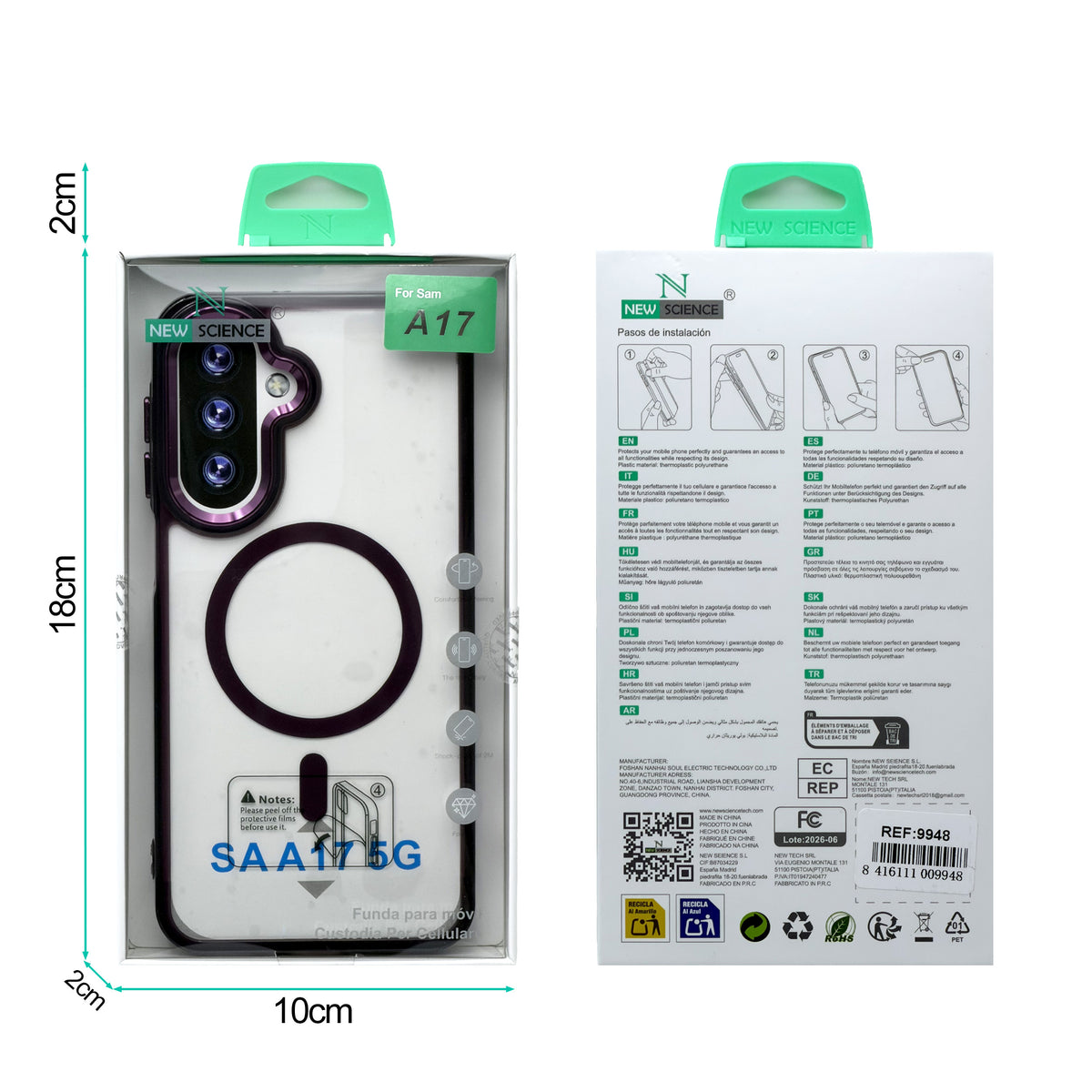 Samsung A17 Carcasa MagSafe Transparente con Borde a Color