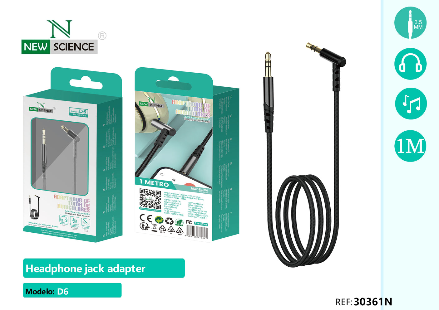 Cable Audio 3.5mm Jack D6