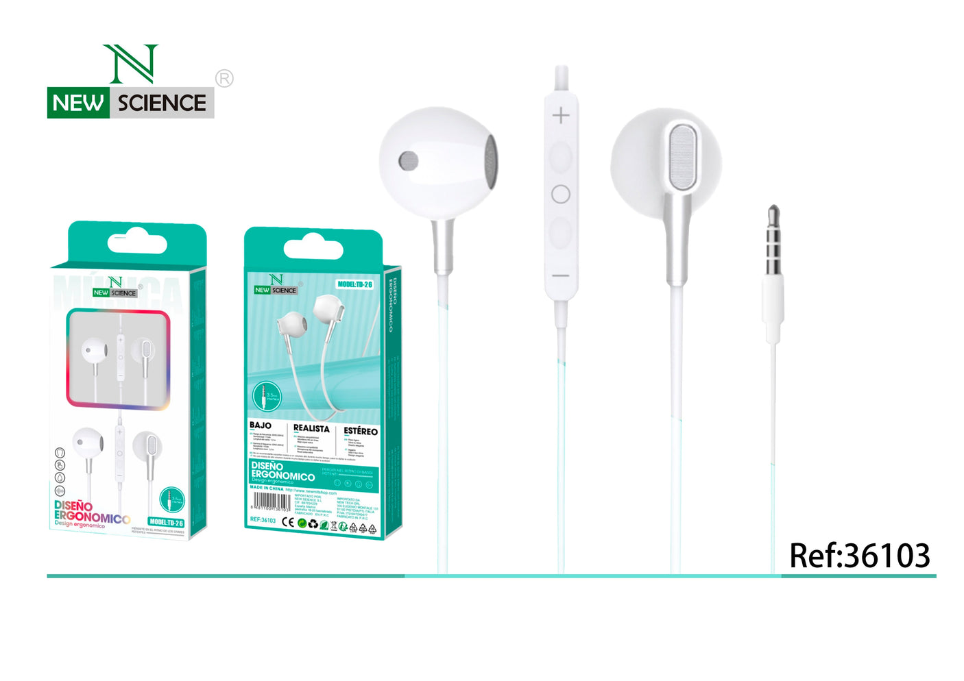 Auriculares 3.5mm Jack TD-26