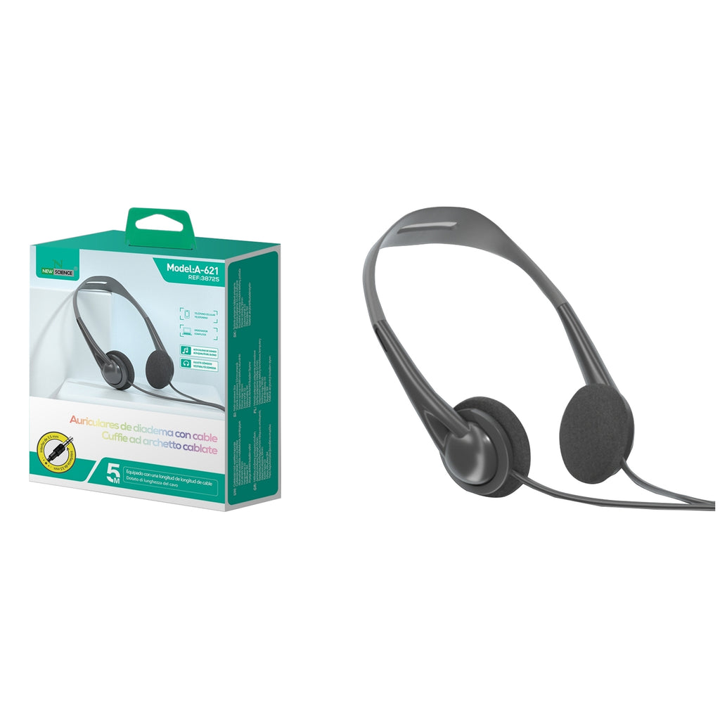 Cascos con Cable 3.5mm Jack 5 Metros A-621