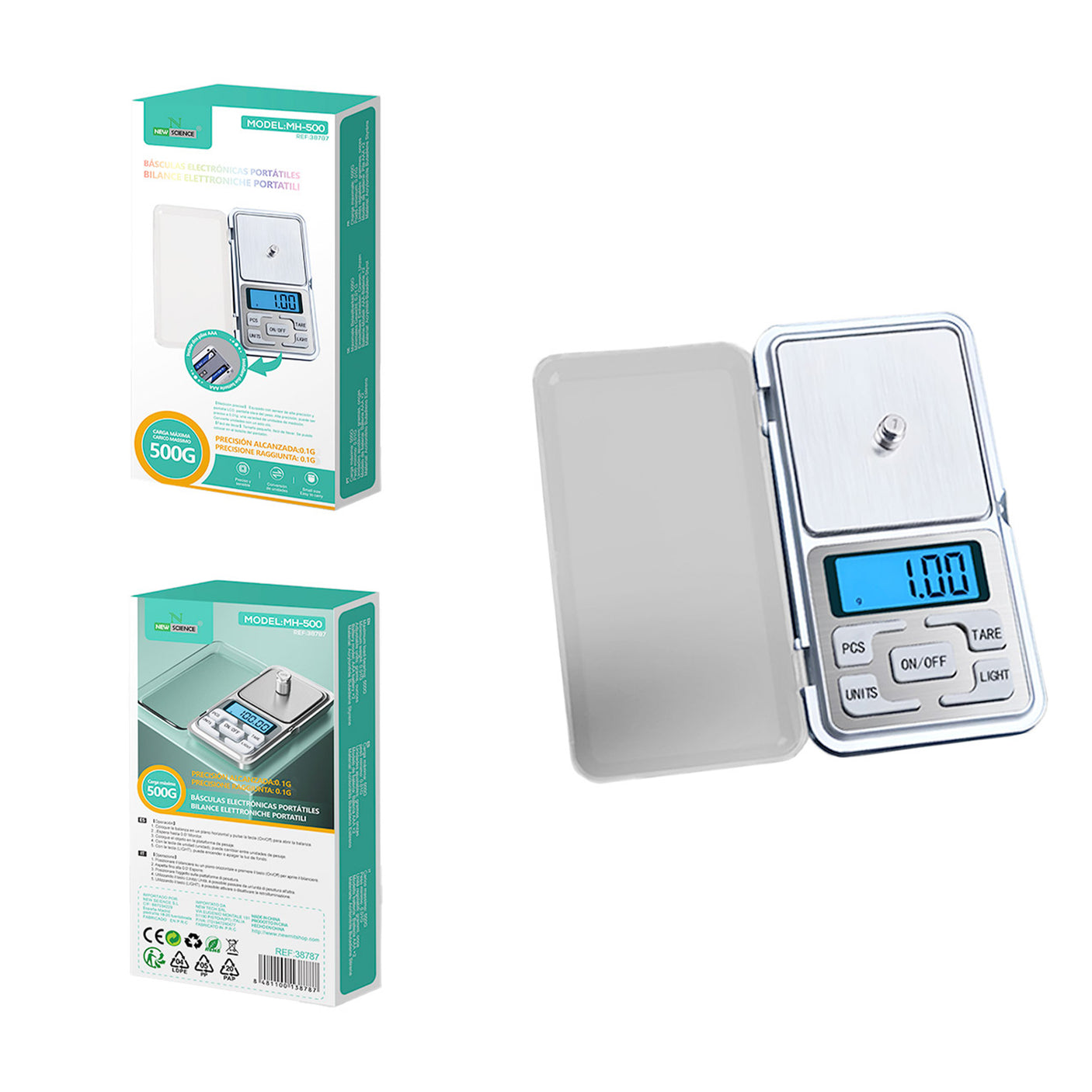 Mini Báscula MAX:500G Precisión 0.1G MH-500