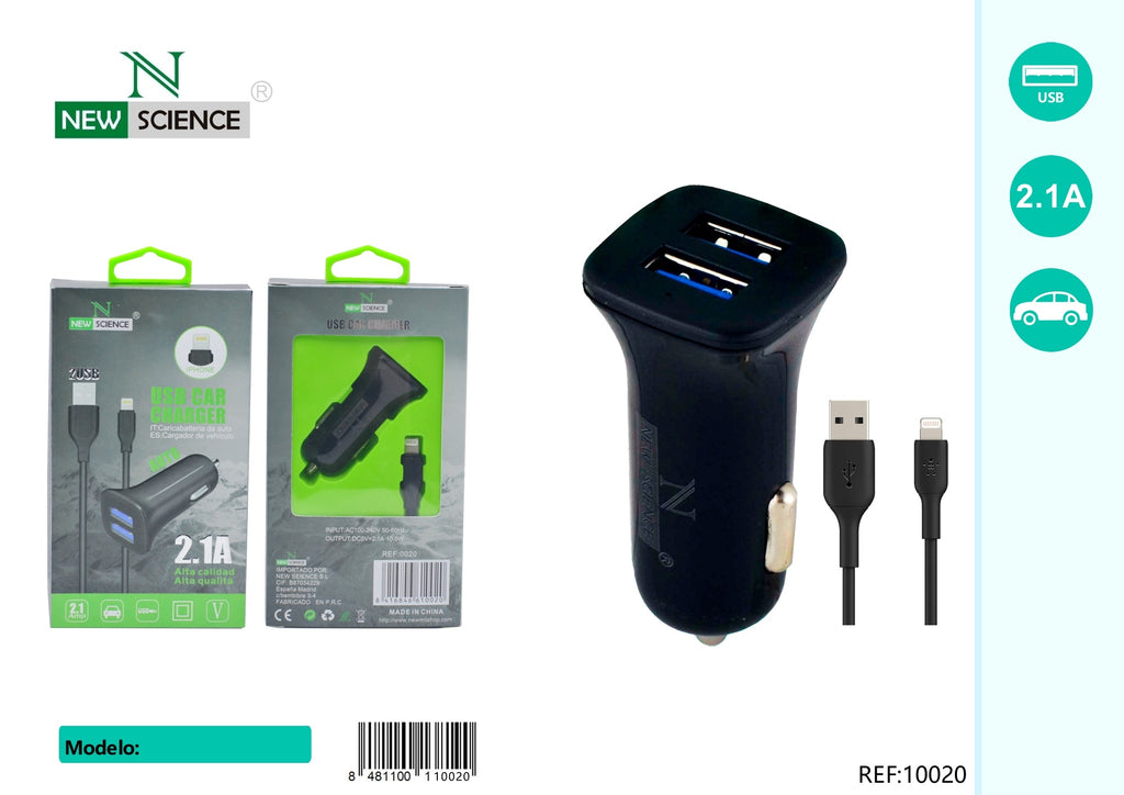 Cargador Coche 2USB a iPhone 2.1A