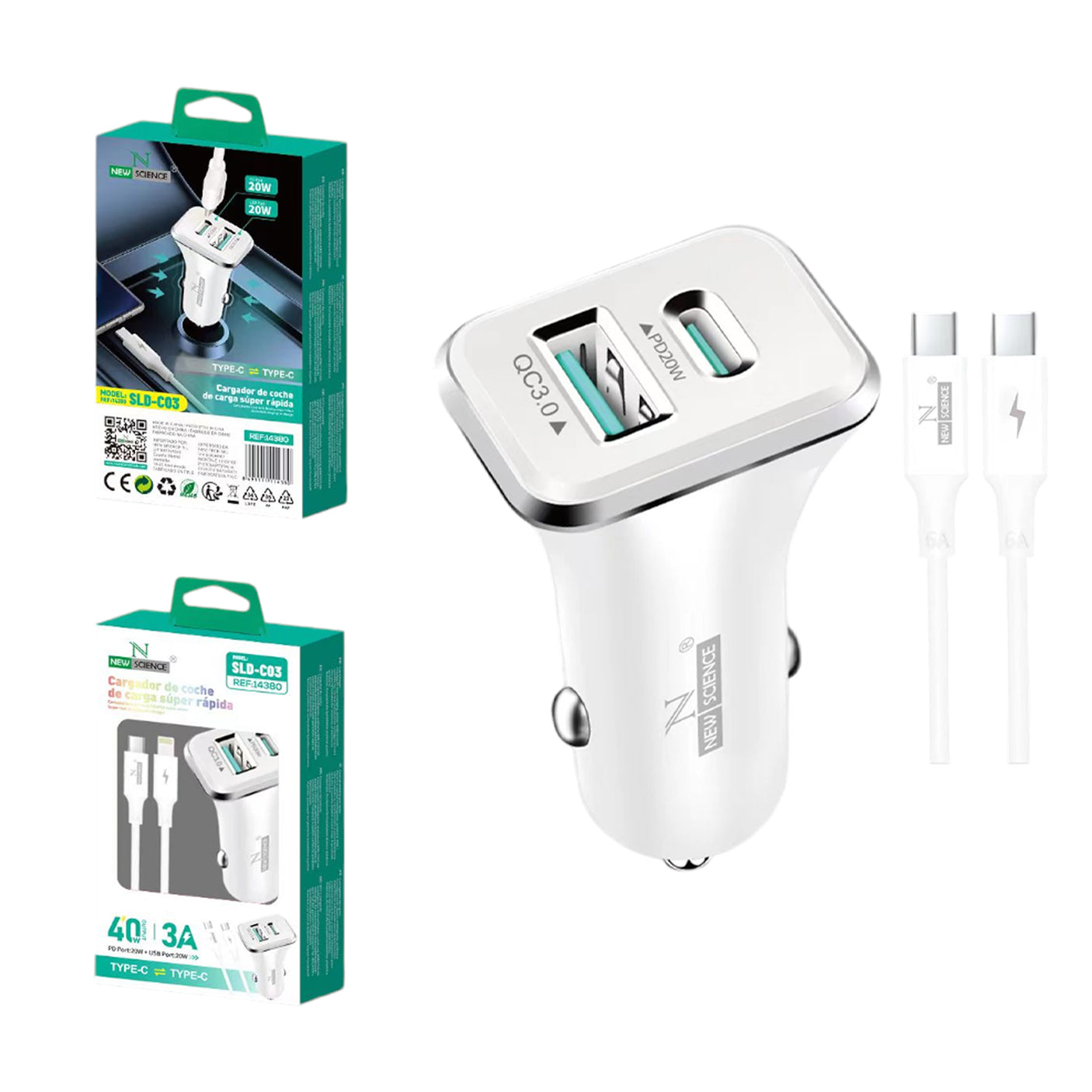 Carregador de carro PD+USB para tipo C SLD-C03